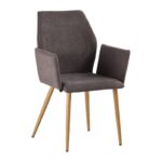 LETO Πολυθρόνα Τραπεζαρίας Κουζίνας, Μέταλλο Βαφή Φυσικό, Ύφασμα Grey Brown 55x56x86cm - Image 7