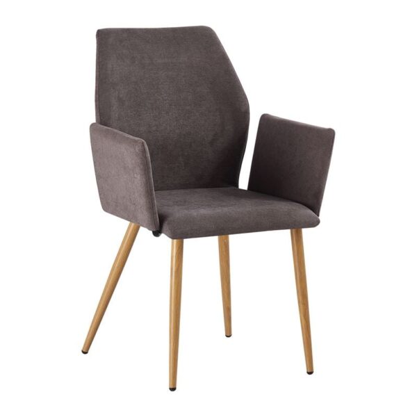 LETO Πολυθρόνα Τραπεζαρίας Κουζίνας, Μέταλλο Βαφή Φυσικό, Ύφασμα Grey Brown 55x56x86cm - Image 7