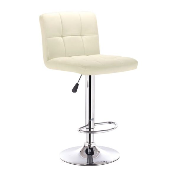 LINO Σκαμπό BAR με Πλάτη, Χρώμιο, PU Εκρού, Ρυθμιζόμενο Ύψος, Περιστρεφόμενο 44x50x62/92-83/113cm - Image 7