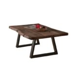 LIZARD Slim Τραπέζι Σαλονιού Καθιστικού, Μέταλλο Βαφή Μαύρο, Ξύλο Ακακία Καρυδί 115x65x40cm Solid Wood 25mm - Image 5