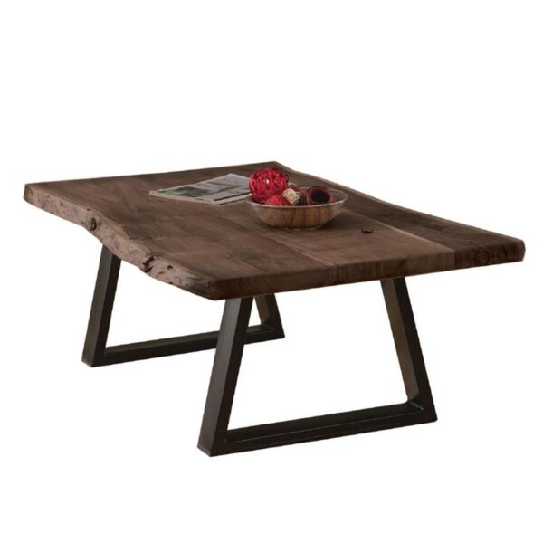 LIZARD Τραπεζάκι Σαλονιού Καθιστικού, Μέταλλο Βαφή Μαύρο, Ξύλο Ακακία Καρυδί 115x65x40cm - Image 5