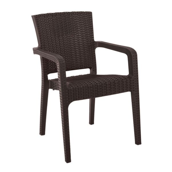 LORA Πολυθρόνα Κήπου Στοιβαζόμενη, PP (Rattan Look) Απόχρωση Καφέ Σκούρο 57x57x87cm - Image 13