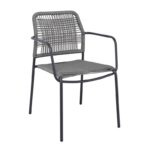LUIGI Πολυθρόνα Βεράντας-Κήπου Μέταλλο Βαφή Ανθρακί, Rope Wicker Γκρι, Στοιβαζόμενη 52x61x79cm - Image 13