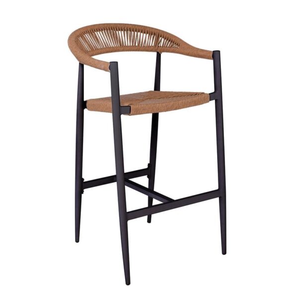 MADY Σκαμπό Bar, ALU Ανθρακί, Rope Wicker Φυσικό 56x58x105cm - Image 7