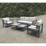 MARILIAN Set Σαλόνι Κήπου, 5τεμ, Μέταλλο Βαφή Ανθρακί, Μαξιλάρια Γκρι 2 Πολυθρ+1 Καναπ+2 Τραπεζάκια - Image 7