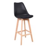 MARTIN Σκαμπό BAR Οξιά Φυσικό, Μαύρο PP & Ύφασμα Velure, Μονταρισμένη Ταπετσαρία 49x57x74/111cm - Image 13