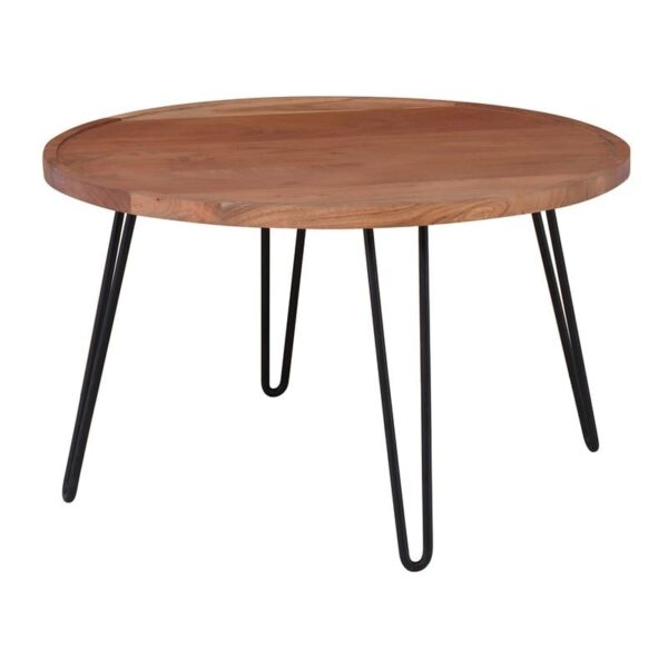 MATRI-W Τραπεζάκι Σαλονιού Καθιστικού, Μέταλλο Βαφή Μαύρο, Ξύλο Ακακία Φυσικό Φ76xH.45cm - Image 5