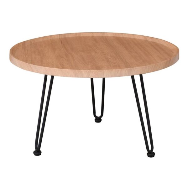 MATRIX Τραπεζάκι Σαλονιού Καθιστικού, Μέταλλο Βαφή Μαύρο, Ξύλο Φυσικό Φ76xH.45cm - Image 5