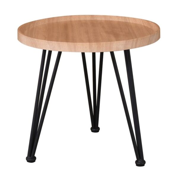 MATRIX Τραπεζάκι Σαλονιού Καθιστικού, Μέταλλο Βαφή Μαύρο, Ξύλο Φυσικό Φ50xH.46cm - Image 5