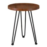 MATRIX Τραπεζάκι Σαλονιού Καθιστικού, Μέταλλο Βαφή Μαύρο, Ξύλο Καρυδί Φ45xH.55cm - Image 5