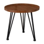 MATRIX Τραπεζάκι Σαλονιού Καθιστικού, Μέταλλο Βαφή Μαύρο, Ξύλο Καρυδί Φ50xH.46cm - Image 5