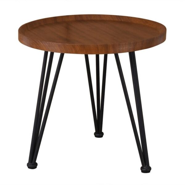 MATRIX Τραπεζάκι Σαλονιού Καθιστικού, Μέταλλο Βαφή Μαύρο, Ξύλο Καρυδί Φ50xH.46cm - Image 5