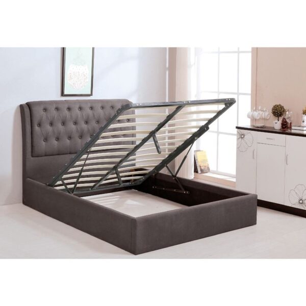 MAXWELL Κρεβάτι Διπλό με Χώρο Αποθήκευσης, για Στρώμα 160x200cm, Ύφασμα Σκούρο Καφέ 166x221x104cm - Image 5