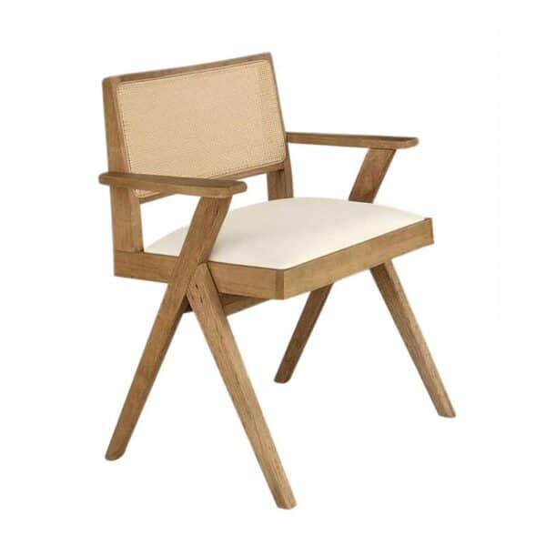 MEMORY Πολυθρόνα Τραπεζαρίας, Απόχρωση Φυσικό, Pu Εκρού 64x59x81cm - Image 5