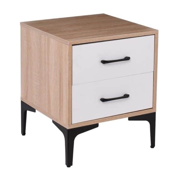 MERRANO Κομοδίνο με 2 Συρτάρια Απόχρωση Sonoma-Άσπρο 40x40x48cm - Image 7