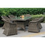 MONTANA Set Τραπεζαρία Κήπου:6 Πολυθρόνες+Τραπέζι, Αλουμίνιο- Wicker Grey Brown με Μαξιλάρια Table:160x90x75 Chair:60x72x85 - Image 5