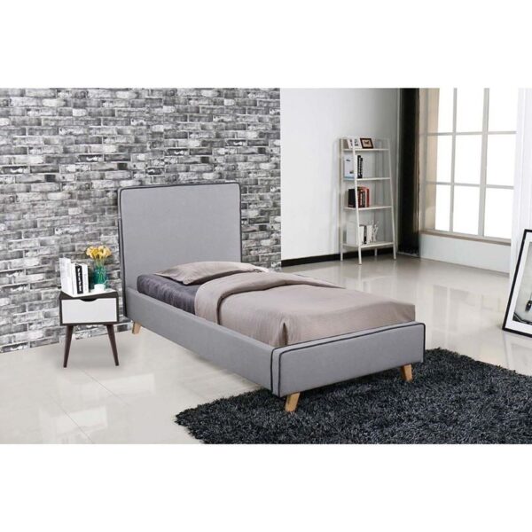 MORISSON Κρεβάτι Μονό, για Στρώμα 90x190cm, Ύφασμα Ανοιχτό Γκρι 101x206x110cm - Image 5