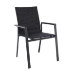 NAPOLI Πολυθρόνα Dining Αλουμίνιο Βαφή Μαύρο Textilene Ανθρακί, Στοιβαζόμενη 59x62x90cm - Image 8