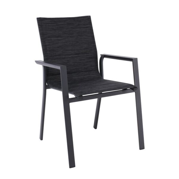 NAPOLI Πολυθρόνα Dining Αλουμίνιο Βαφή Μαύρο Textilene Ανθρακί, Στοιβαζόμενη 59x62x90cm - Image 8