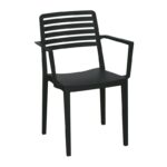 NOLA Πολυθρόνα Τραπεζαρίας Κήπου Στοιβαζόμενη, PP - UV Protection, Απόχρωση Μαύρο 57x56x83cm - Image 7