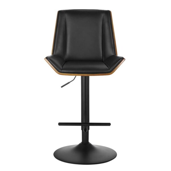 NUMAN Σκαμπό BAR με Πλάτη, Βάση Μαύρο, Καρυδί - ΡU Μαύρο, Ρύθμιση Ύψους, Περιστρεφόμενο 52x50x62/96-83/117cm - Image 9