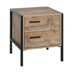 PALLET-W Κομοδίνο με 2 Συρτάρια Μέταλλο Βαφή Μαύρο - Antique Oak 44x40x50cm - Image 7