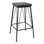 PANTON Σκαμπό BAR, Μέταλλο Βαφή Μαύρο, PU Απόχρωση Vintage Grey 43x43x76cm - Image 9