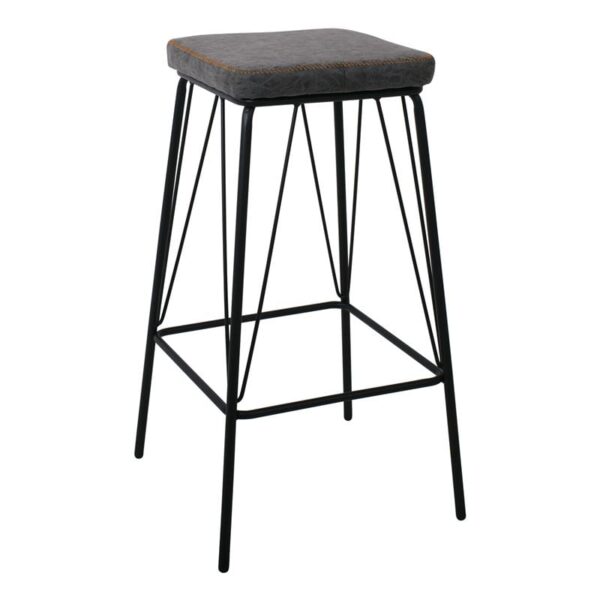 PANTON Σκαμπό BAR, Μέταλλο Βαφή Μαύρο, PU Απόχρωση Vintage Grey 43x43x76cm - Image 9