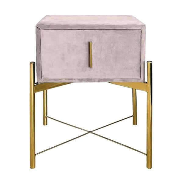 PASSION  Κομοδίνο με 1 Συρτάρι, Ύφασμα Velure Απόχρωση Cappuccino 51x40x65cm - Image 5