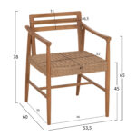 ΠΟΛΥΘΡΟΝΑ ΤΡΑΠΕΖΑΡΙΑΣ ROBIN HM18351 ΞΥΛΟ TEAK & ΣΧΟΙΝΙ VIRO ΦΥΣΙΚΟ 53,5x60x78Υεκ - Image 2