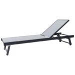 POOL Ξαπλώστρα, Αλουμίνιο Βαφή Ανθρακί, Textilene Γκρι 64x187x30cm - Image 5