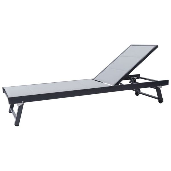 POOL Ξαπλώστρα, Αλουμίνιο Βαφή Ανθρακί, Textilene Γκρι 64x187x30cm - Image 5