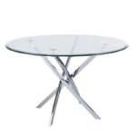 POSTO Τραπέζι Ροτόντα Τραπεζαρίας-Κουζίνας, Χρώμιο με Γυαλί 10mm Φ120 H.73cm