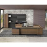 PROLINE Γραφείο Αριστερή Γωνία Απόχρωση Καρυδί Δρυς - Μαύρο 220x90/200x40 (H.76/70)cm - Image 5