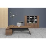 PROLINE Γραφείο Δεξιά Γωνία Απόχρωση Καρυδί Δρυς - Μαύρο 200x90/200x50 H.76/63cm - Image 7