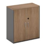 PROLINE Ντουλάπι Γραφείου Χαμηλό, Δίφυλλο, 2 ράφια, Απόχρωση Καρυδί Δρυς - Μαύρο 80x40x75cm - Image 5