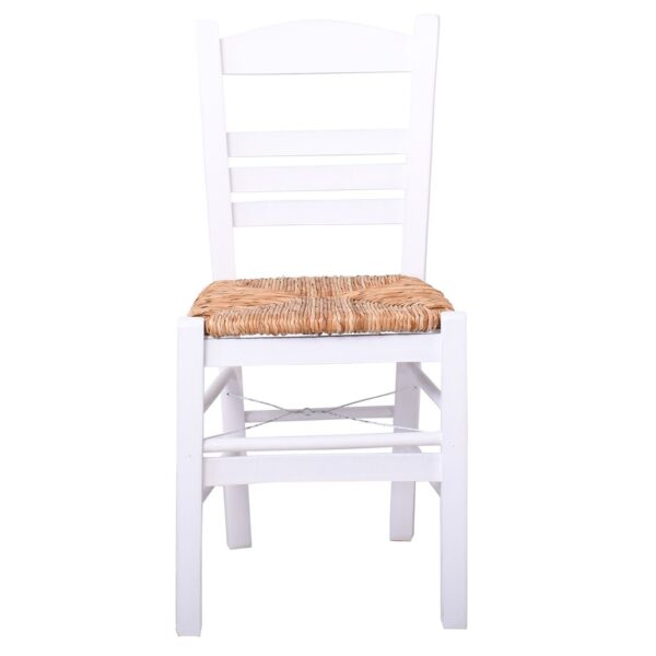 ΣΙΦΝΟΣ Καρέκλα Οξιά Βαφή Εμποτισμού Λάκα Άσπρο, Κάθισμα Ψάθα 41x45x88cm - Image 17