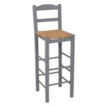 ΣΙΦΝΟΣ Σκαμπό BAR με Πλάτη, Οξιά Εμποτισμός Λάκα Γκρι, Κάθισμα Ψάθα 36x37x76/107cm - Image 8