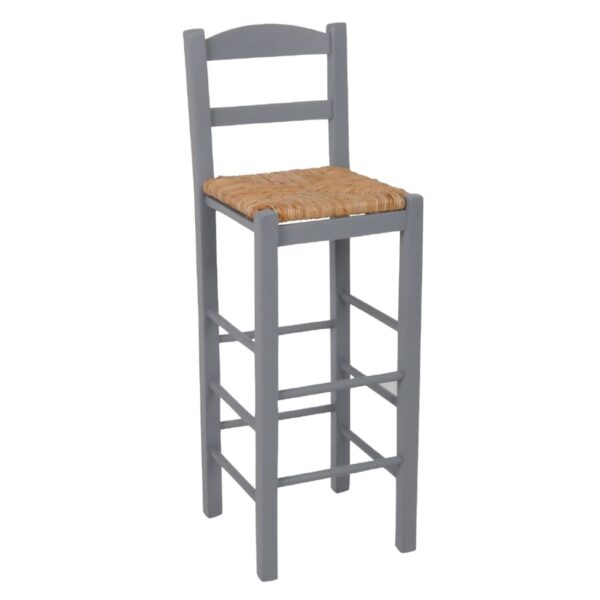 ΣΙΦΝΟΣ Σκαμπό BAR με Πλάτη, Οξιά Εμποτισμός Λάκα Γκρι, Κάθισμα Ψάθα 36x37x76/107cm - Image 8