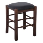 ΤΑΒΕΡΝΑΣ Σκαμπό Βοηθητικό, Οξιά Βαφή Εμποτισμός Καρυδί, Κάθισμα Pu Μαύρο 35x35x51cm - Image 8