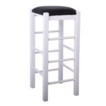 ΤΑΒΕΡΝΑΣ Σκαμπό BAR, Οξιά Βαφή Εμποτισμός Λάκα Άσπρο, Κάθισμα Pu Μαύρο 35x35x81cm - Image 8