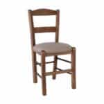 ΣΥΡΟΣ Καρέκλα Οξιά Βαφή Εμποτισμού Καρυδί, Κάθισμα Pu Cappuccino 41x45x88cm - Image 6