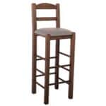 ΣΙΦΝΟΣ Σκαμπό BAR με Πλάτη, Οξιά Βαφή Εμποτισμός Καρυδί, Κάθισμα Pu Cappuccino 36x37x78/107cm - Image 7