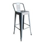 RELIX Σκαμπό Bar με Πλάτη, Μέταλλο Βαφή Γκρι 44x44x76/97cm - Image 5