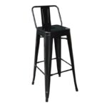 RELIX Σκαμπό Bar με Πλάτη, Μέταλλο Βαφή Μαύρο 44x44x76/97cm - Image 7