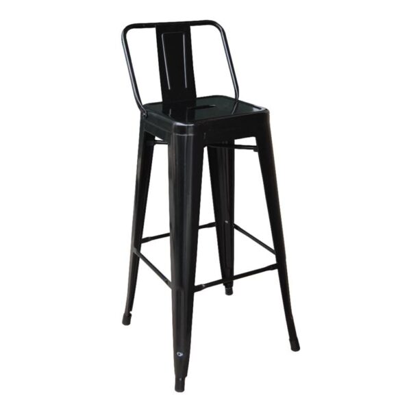 RELIX Σκαμπό Bar με Πλάτη, Μέταλλο Βαφή Μαύρο 44x44x76/97cm - Image 7