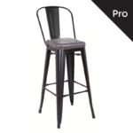 RELIX Σκαμπό Bar-Pro με Πλάτη, Μέταλλο Βαφή Μαύρο Matte, Pu Σκούρο Γκρι 43x48x78/114cm - Image 9