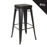 RELIX Σκαμπό Bar-Pro, Στοιβαζόμενο, Μέταλλο Βαφή Μαύρο Matte, Pu Μαύρο 43x43x78cm - Image 5