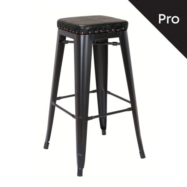 RELIX Σκαμπό Bar-Pro, Στοιβαζόμενο, Μέταλλο Βαφή Μαύρο Matte, Pu Μαύρο 43x43x78cm - Image 5