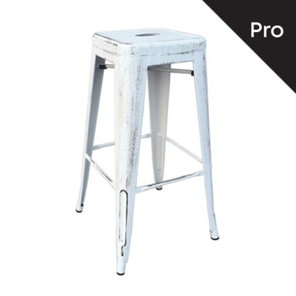RELIX Σκαμπό Bar-Pro, Στοιβαζόμενο, Μέταλλο Βαφή Antique White 43x43 H.76cm - Image 10